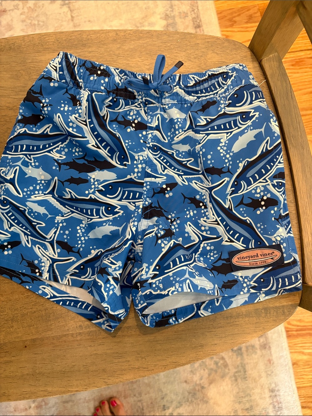 Vineyard Vines Blue Shark Pattern Boys Swim Trunks